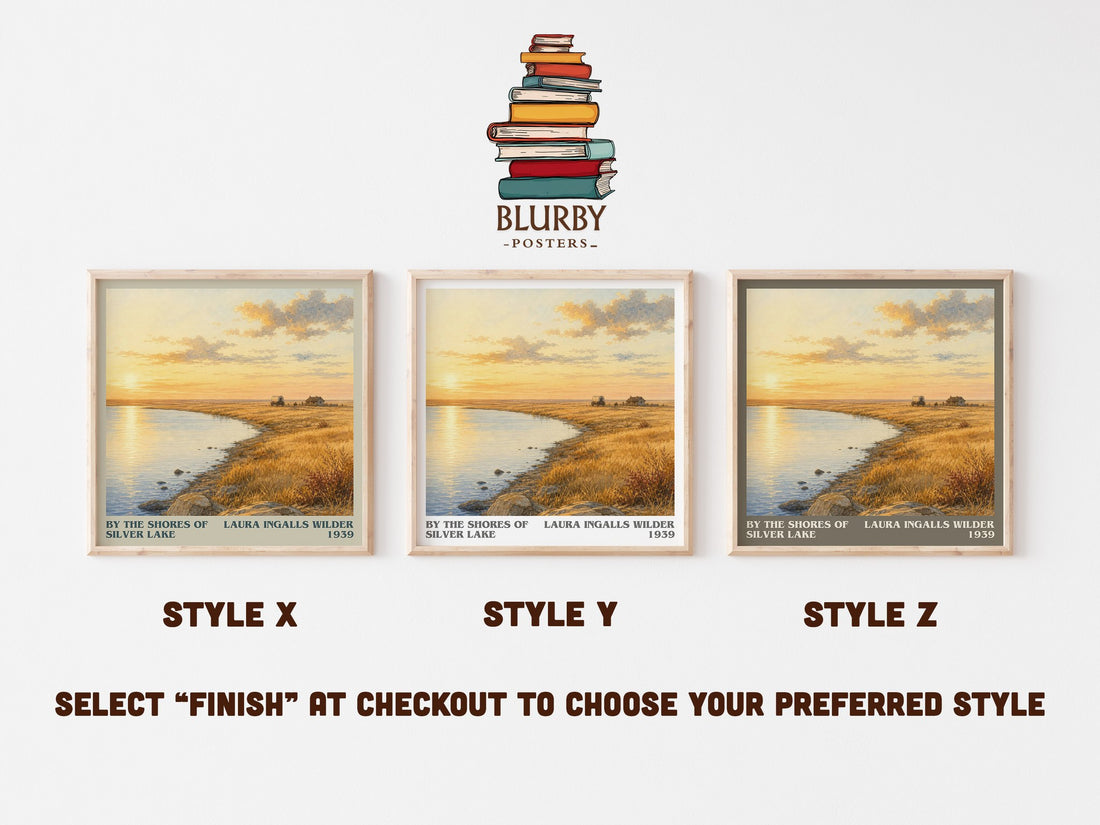 By the Shores of Silver Lake literary print in frame leaning in hallway – childrens wall art (mockup)