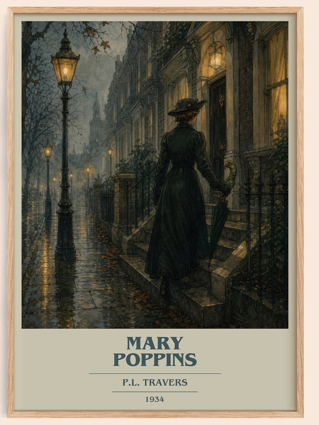 Mary Poppins book cover book poster by P.L. Travers – framed literary art print