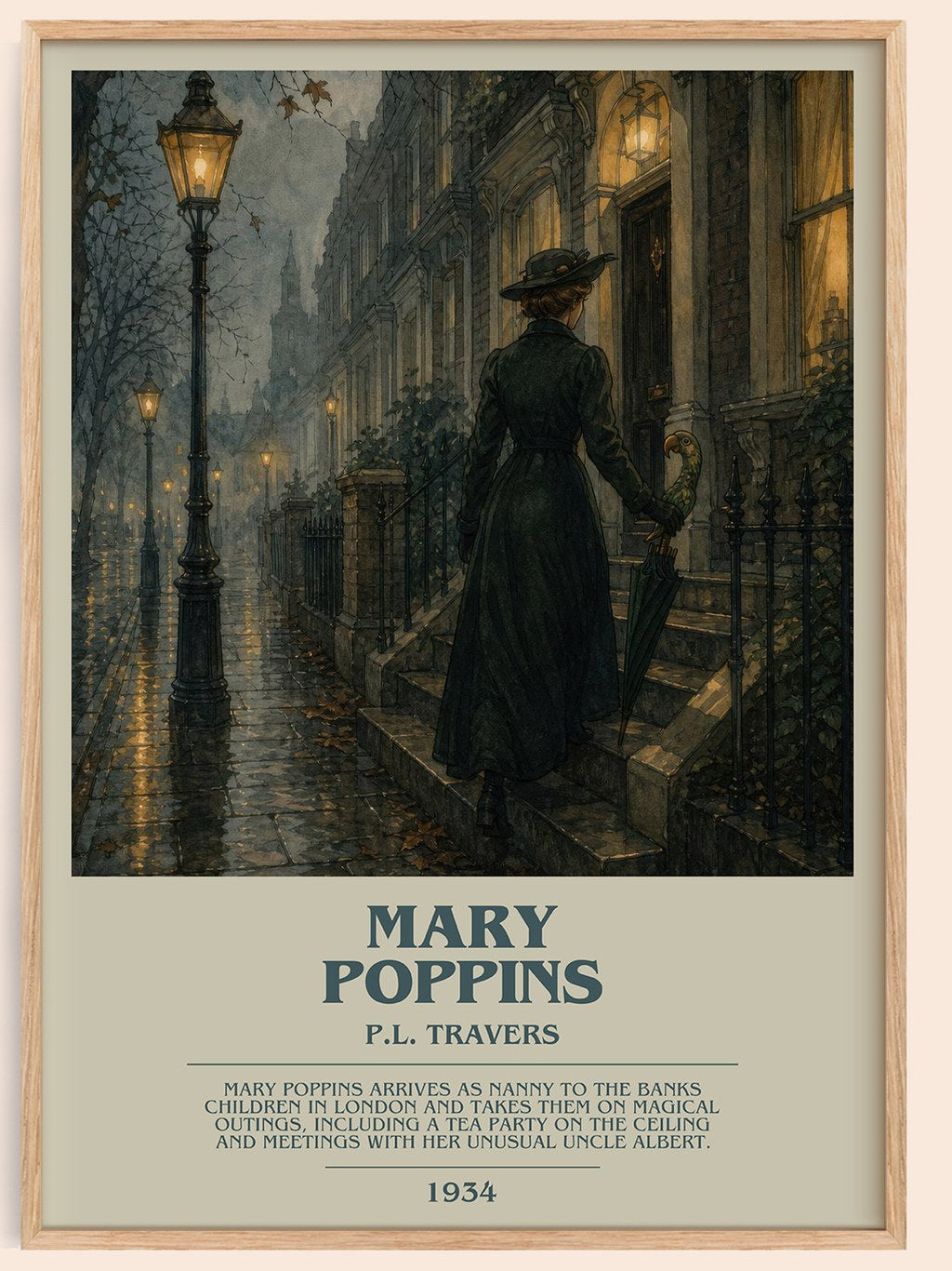 Mary Poppins bookish book poster by P.L. Travers – framed literary art print