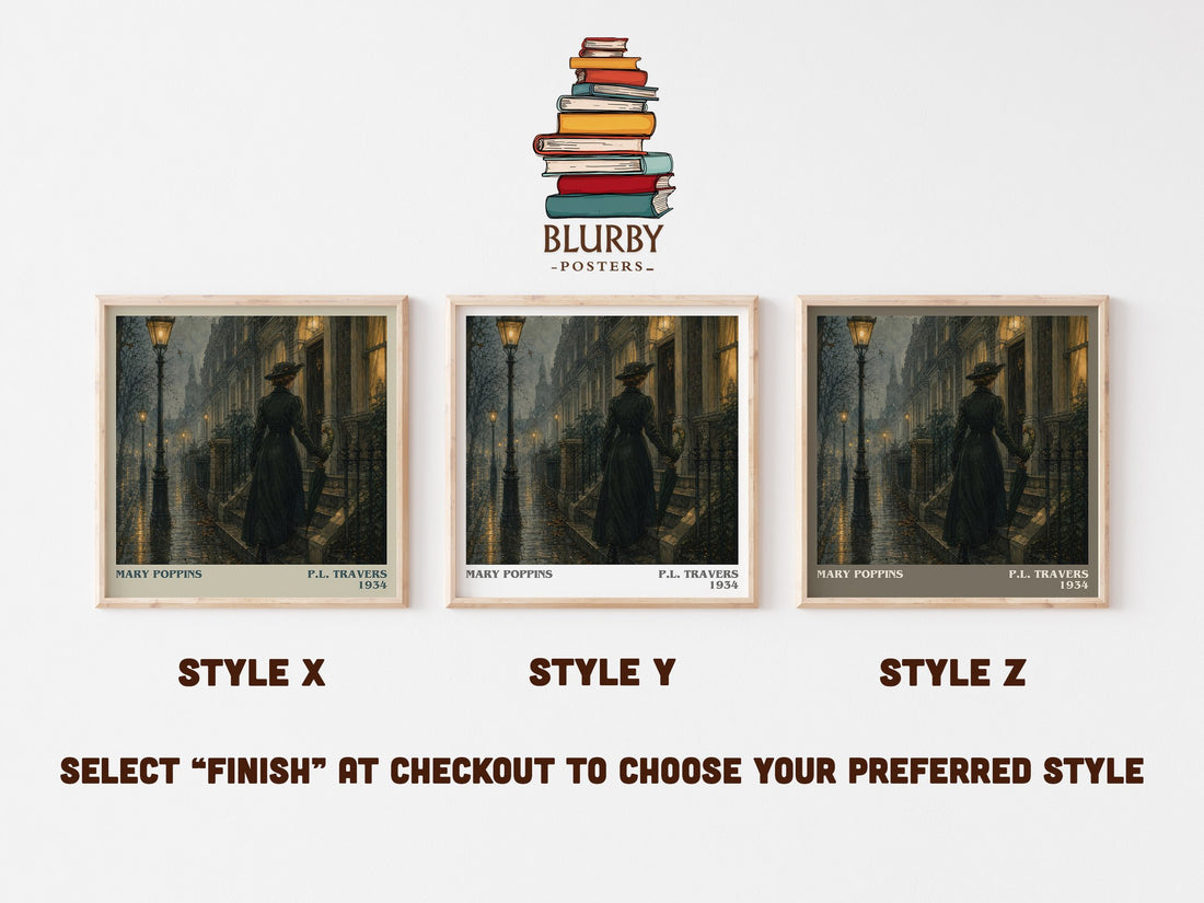 Mary Poppins literary print in frame leaning in hallway – childrens wall art (mockup)