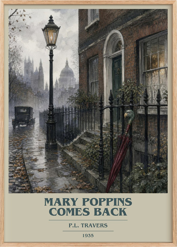 Mary Poppins Comes Back Book Cover Poster by P.L. Travers