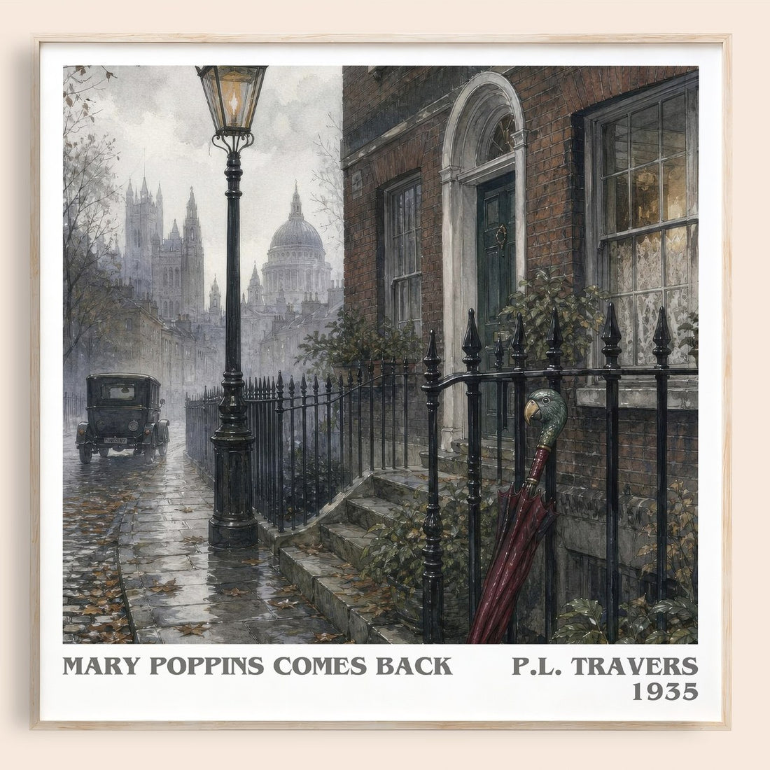 Mary Poppins Comes Back literary book poster by P.L. Travers – framed literary art print