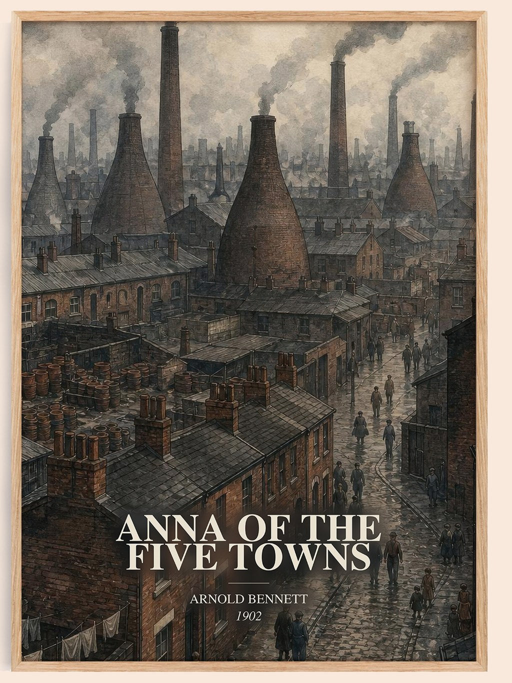 Anna of the Five Towns watercolour book poster by Arnold Bennett – framed literary art print