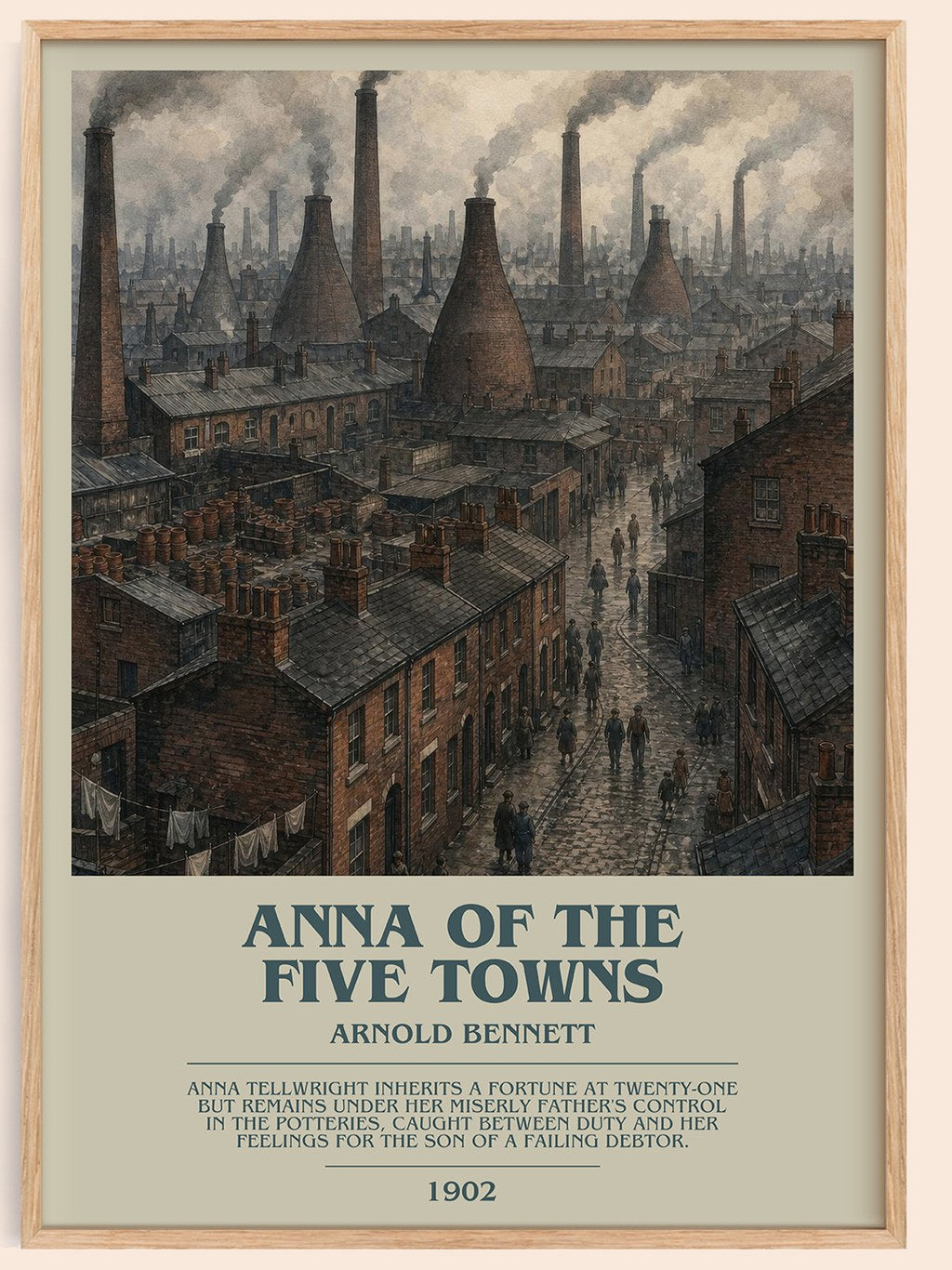 Anna of the Five Towns bookish book poster by Arnold Bennett – framed literary art print