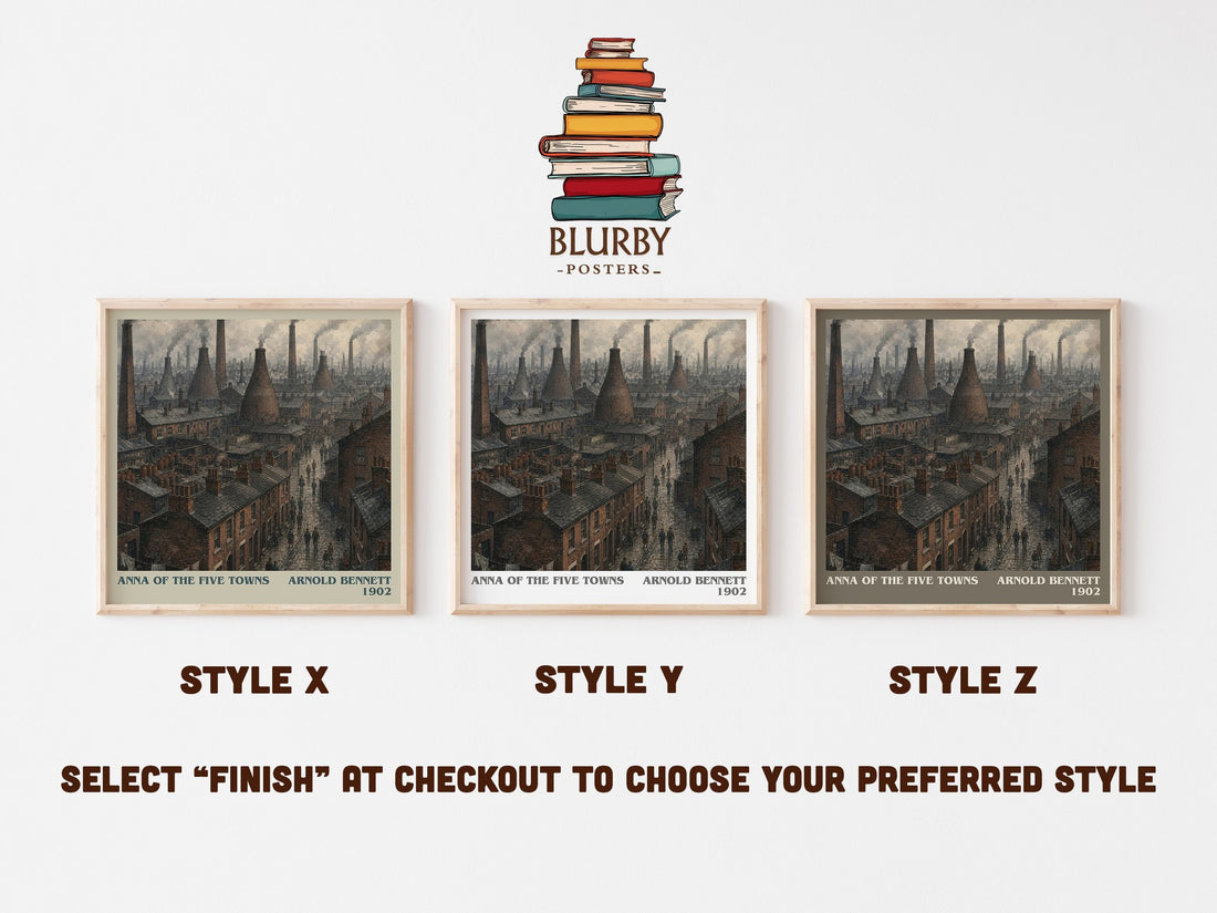 Anna of the Five Towns literary print in frame leaning in hallway – literary fiction wall art (mockup)