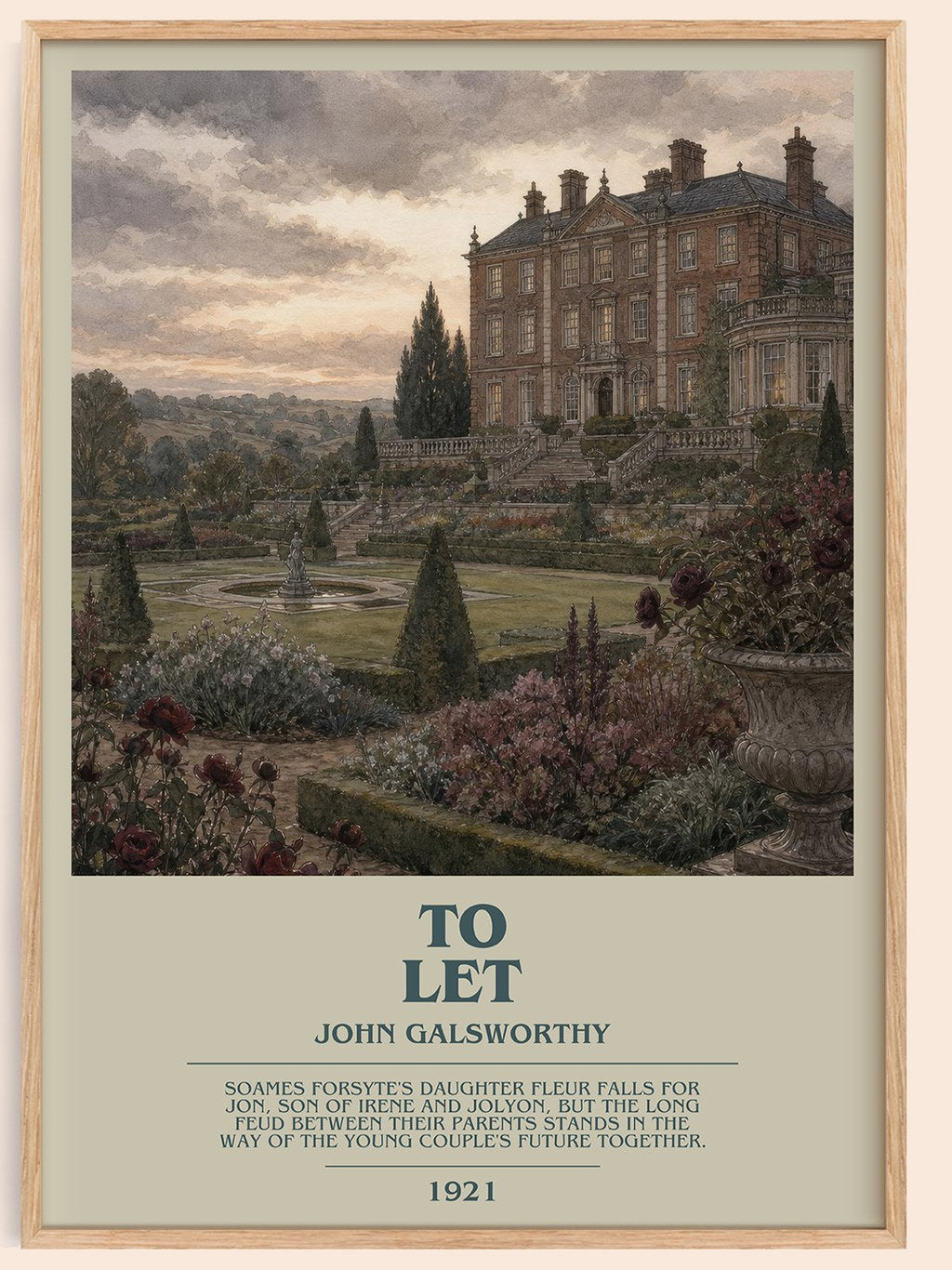 To Let bookish book poster by John Galsworthy – framed literary art print