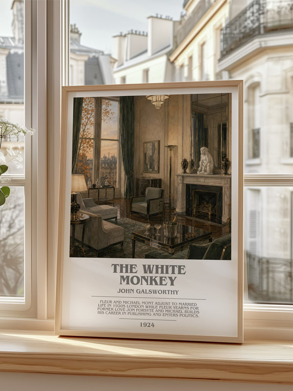 The White Monkey bookish poster colour and style options – John Galsworthy book art