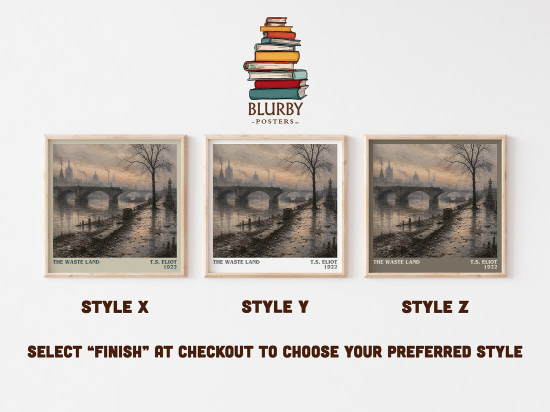 The Waste Land literary print in frame leaning in hallway – poetry wall art (mockup)
