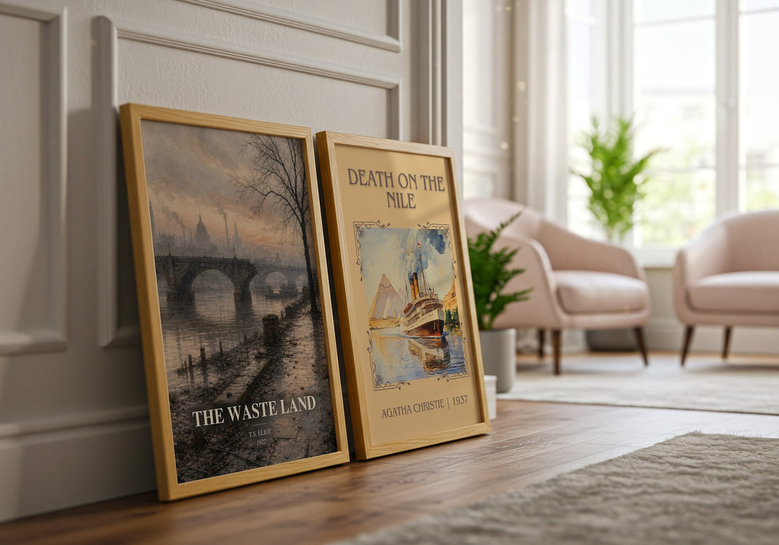The Waste Land watercolour print framed by window – literary home decor