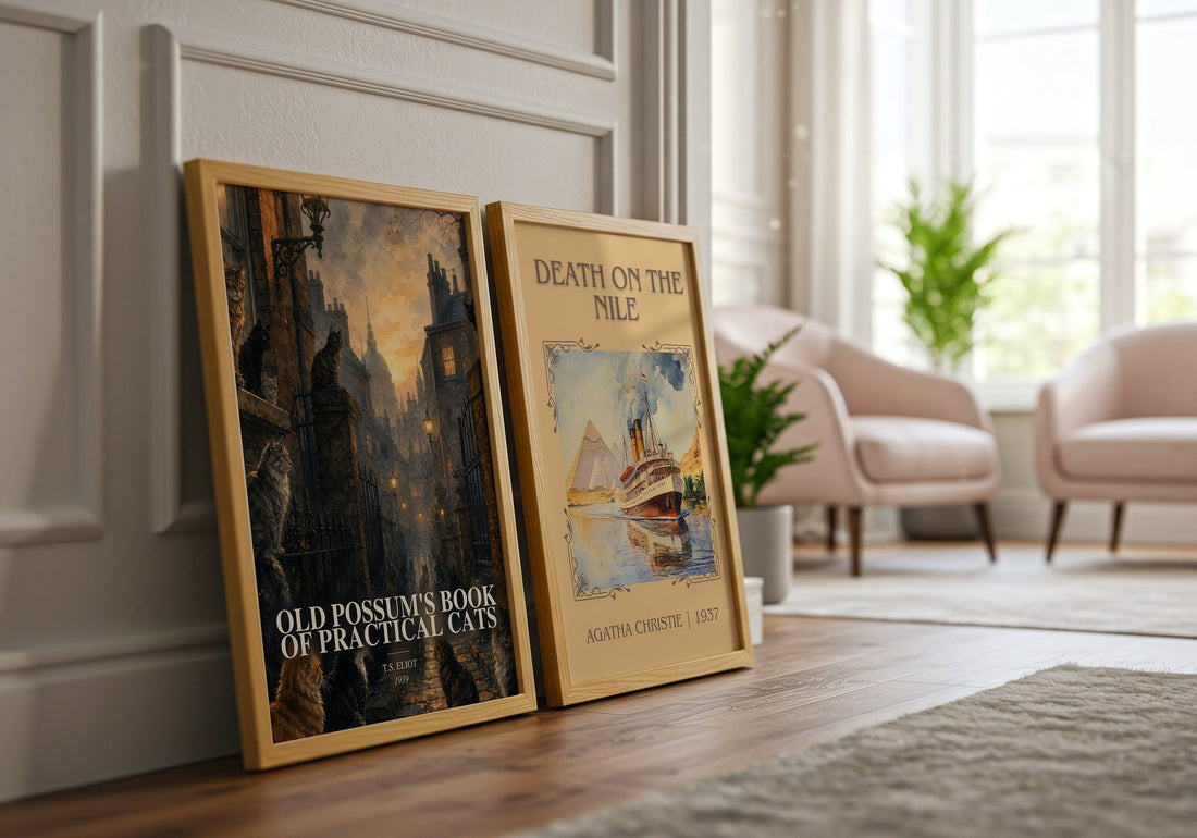 Old Possum's Book of Practical Cats watercolour print framed by window – literary home decor