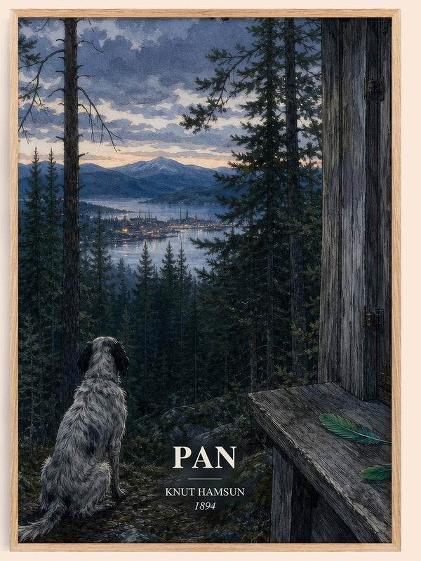 Pan watercolour book poster by Knut Hamsun – framed literary art print