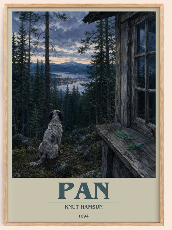 Pan book cover book poster by Knut Hamsun – framed literary art print