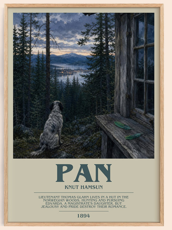 Pan bookish book poster by Knut Hamsun – framed literary art print