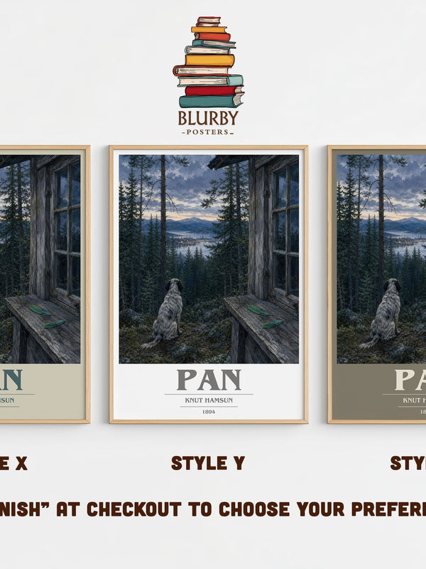 Pan book cover print in frame leaning in hallway – literary fiction wall art