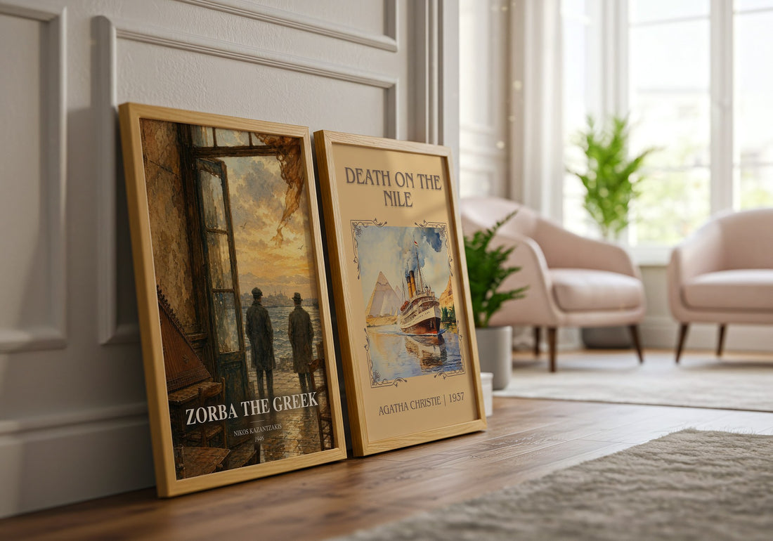 Zorba the Greek watercolour print framed by window – literary home decor