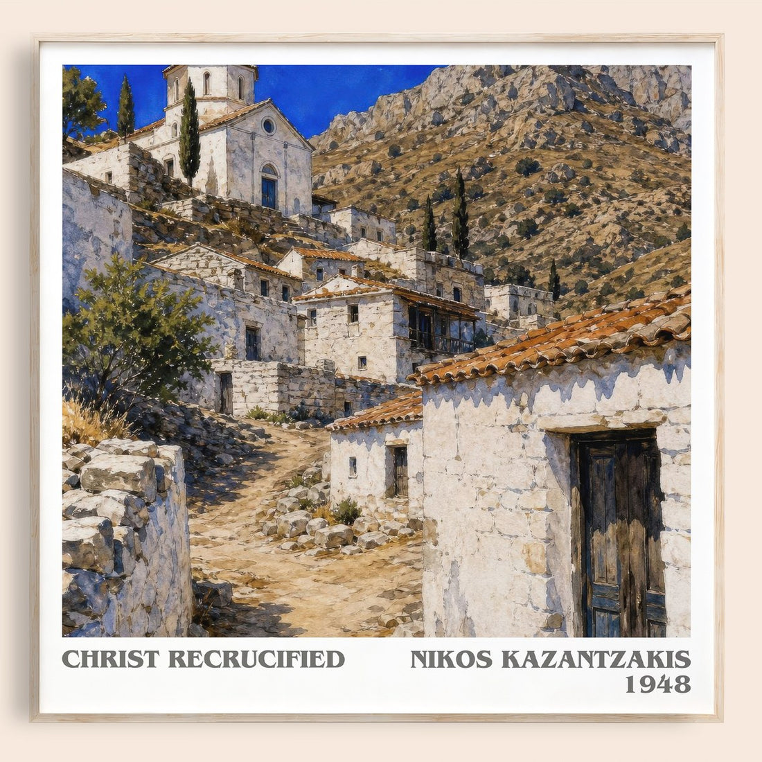 Christ Recrucified literary book poster by Nikos Kazantzakis – framed literary art print