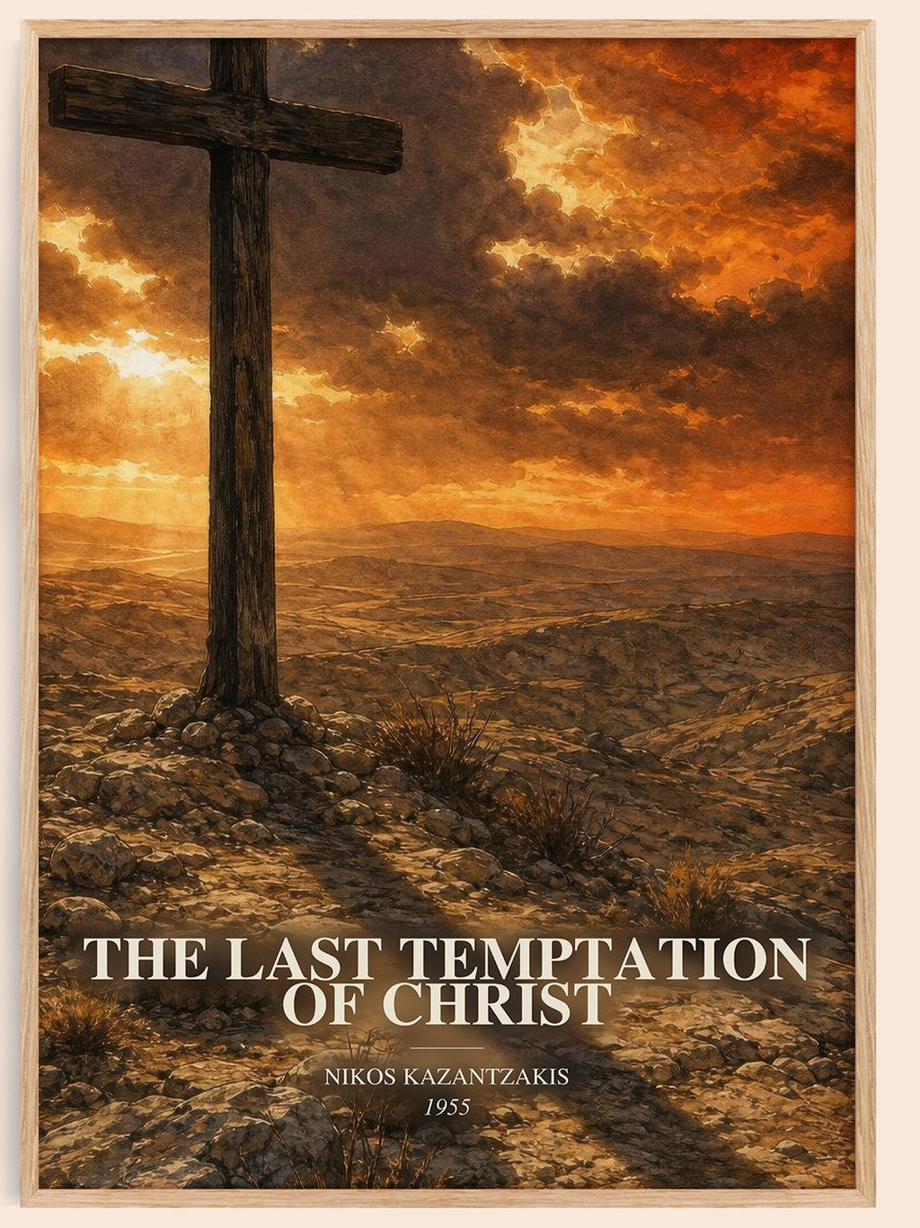The Last Temptation of Christ watercolour book poster by Nikos Kazantzakis – framed literary art print