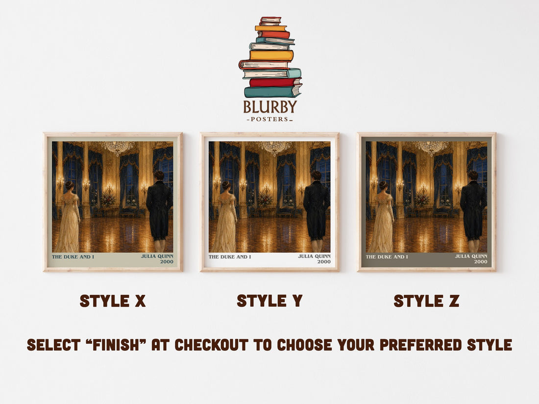 The Duke and I literary print in frame leaning in hallway – romance wall art (mockup)