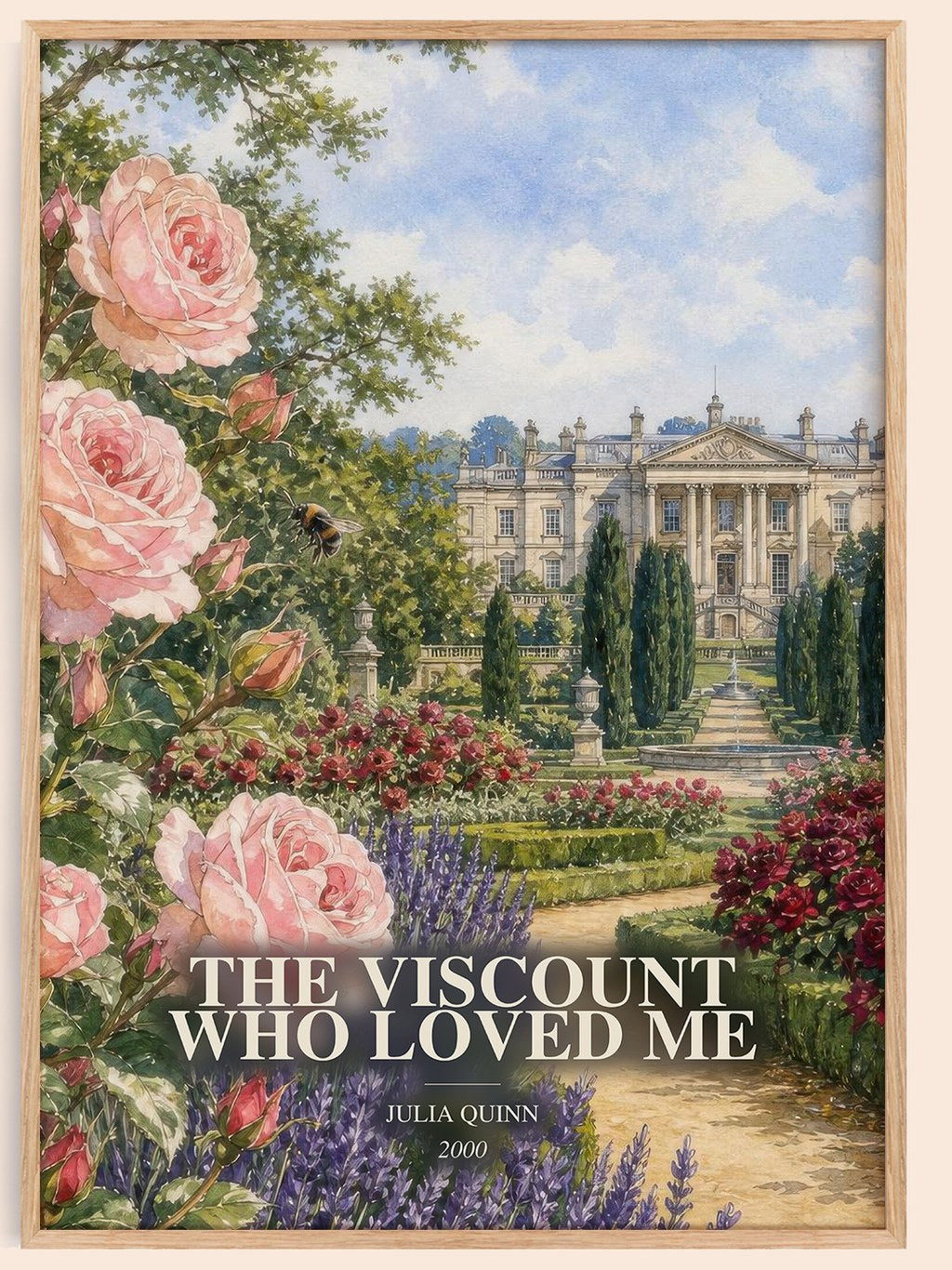 The Viscount Who Loved Me watercolour book poster by Julia Quinn – framed literary art print