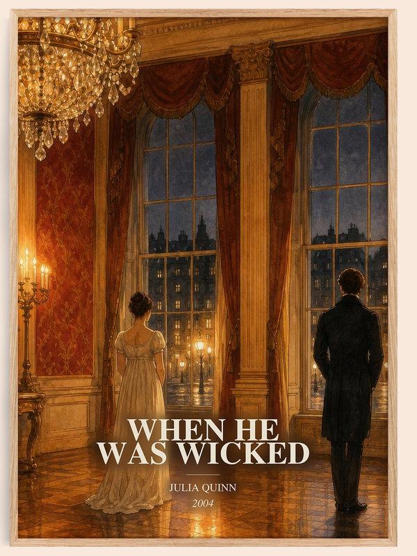 When He Was Wicked watercolour book poster by Julia Quinn – framed literary art print