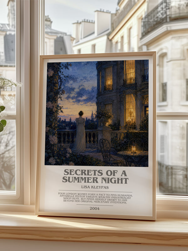 Secrets of a Summer Night bookish poster colour and style options – Lisa Kleypas book art