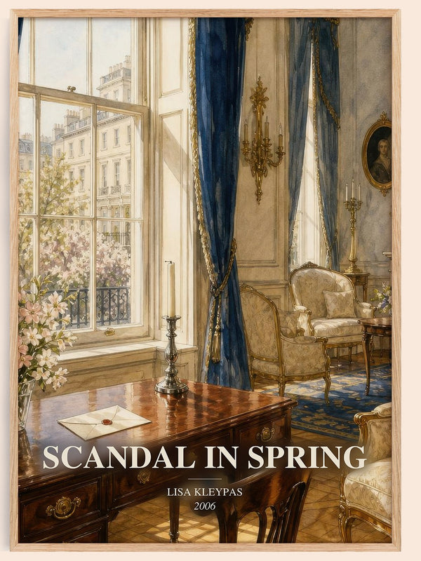 Scandal in Spring watercolour book poster by Lisa Kleypas – framed literary art print