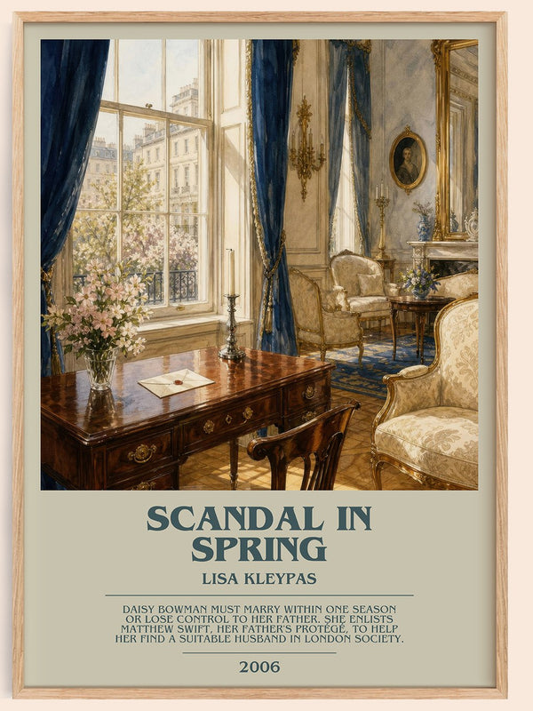 Scandal in Spring bookish book poster by Lisa Kleypas – framed literary art print