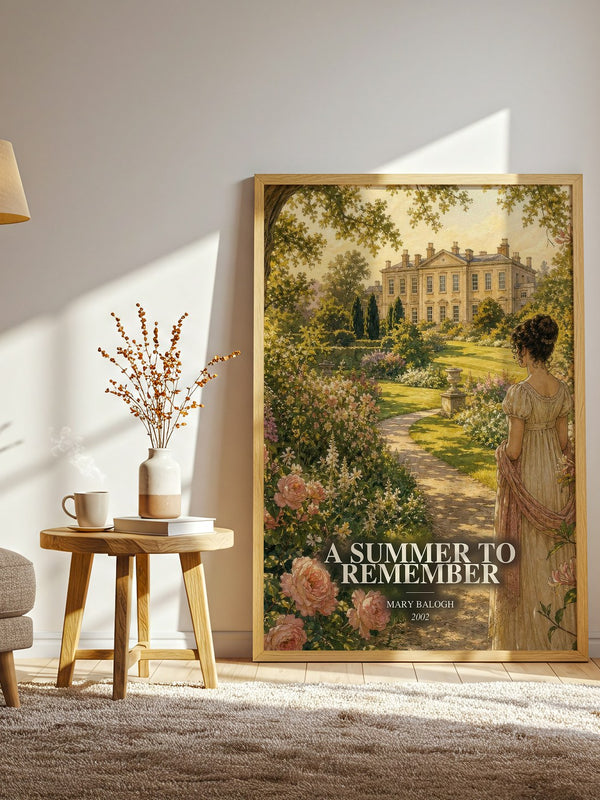A Summer to Remember watercolour print in frame leaning in hallway – romance wall art