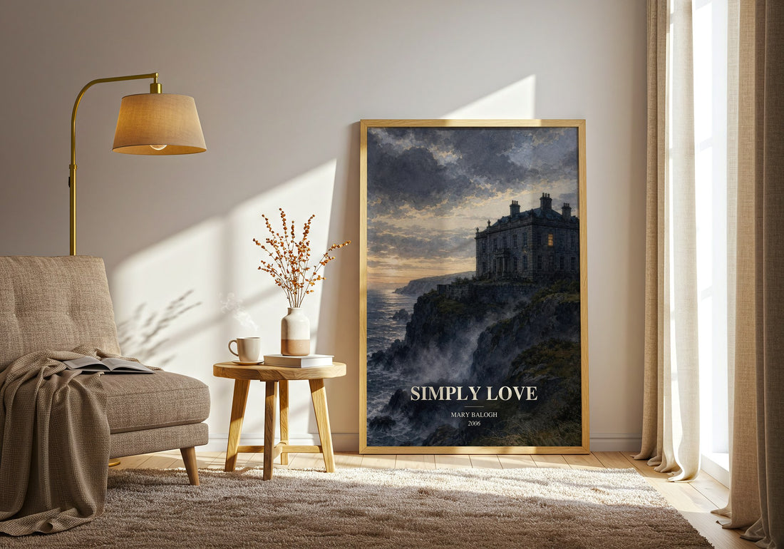 Simply Love watercolour print in frame leaning in hallway – romance wall art (mockup)