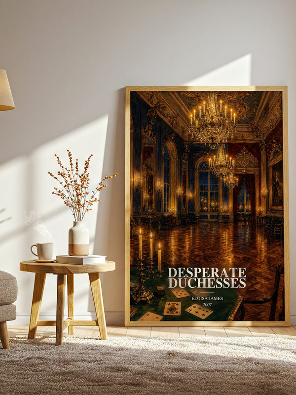 Desperate Duchesses watercolour print in frame leaning in hallway – romance wall art
