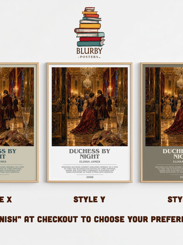 Duchess by Night bookish print in frame leaning in hallway – romance wall art