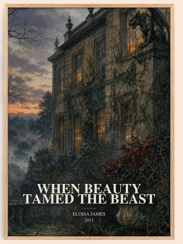 When Beauty Tamed the Beast watercolour book poster by Eloisa James – framed literary art print