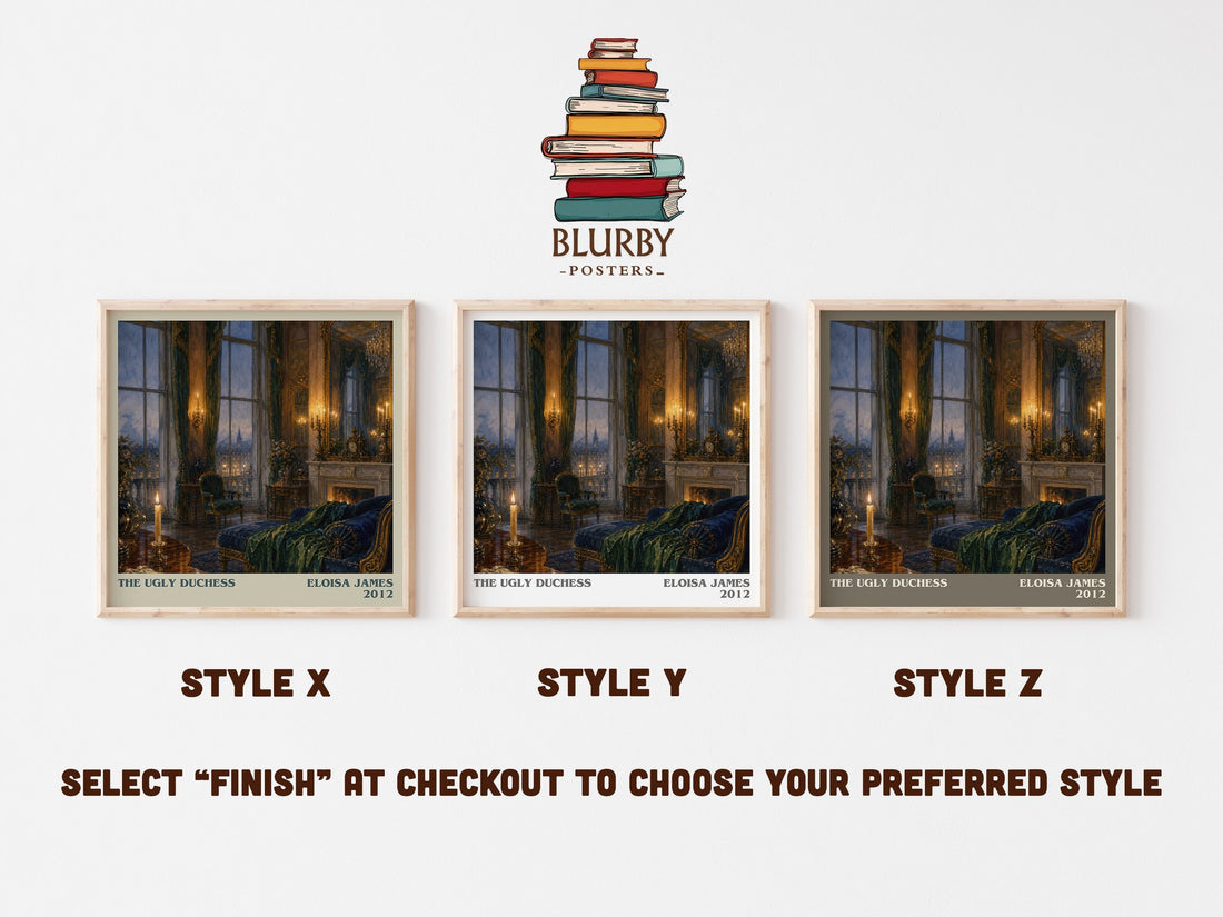 The Ugly Duchess literary print in frame leaning in hallway – romance wall art (mockup)