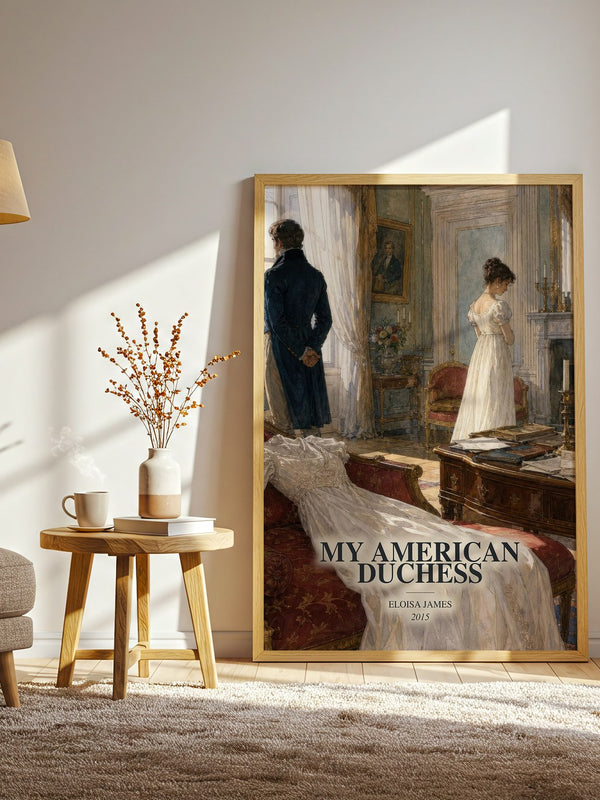 My American Duchess watercolour print in frame leaning in hallway – romance wall art