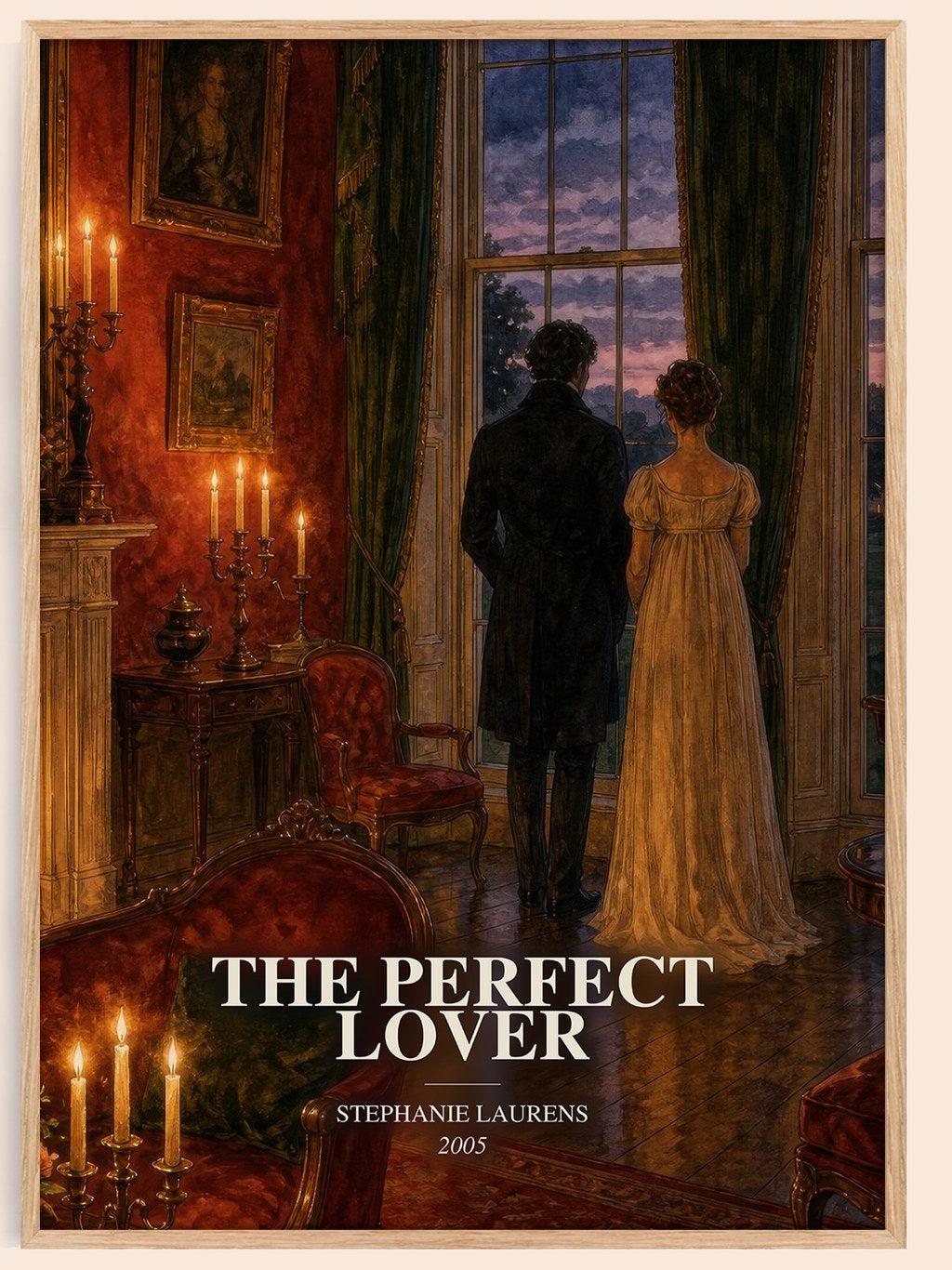 The Perfect Lover watercolour book poster by Stephanie Laurens – framed literary art print