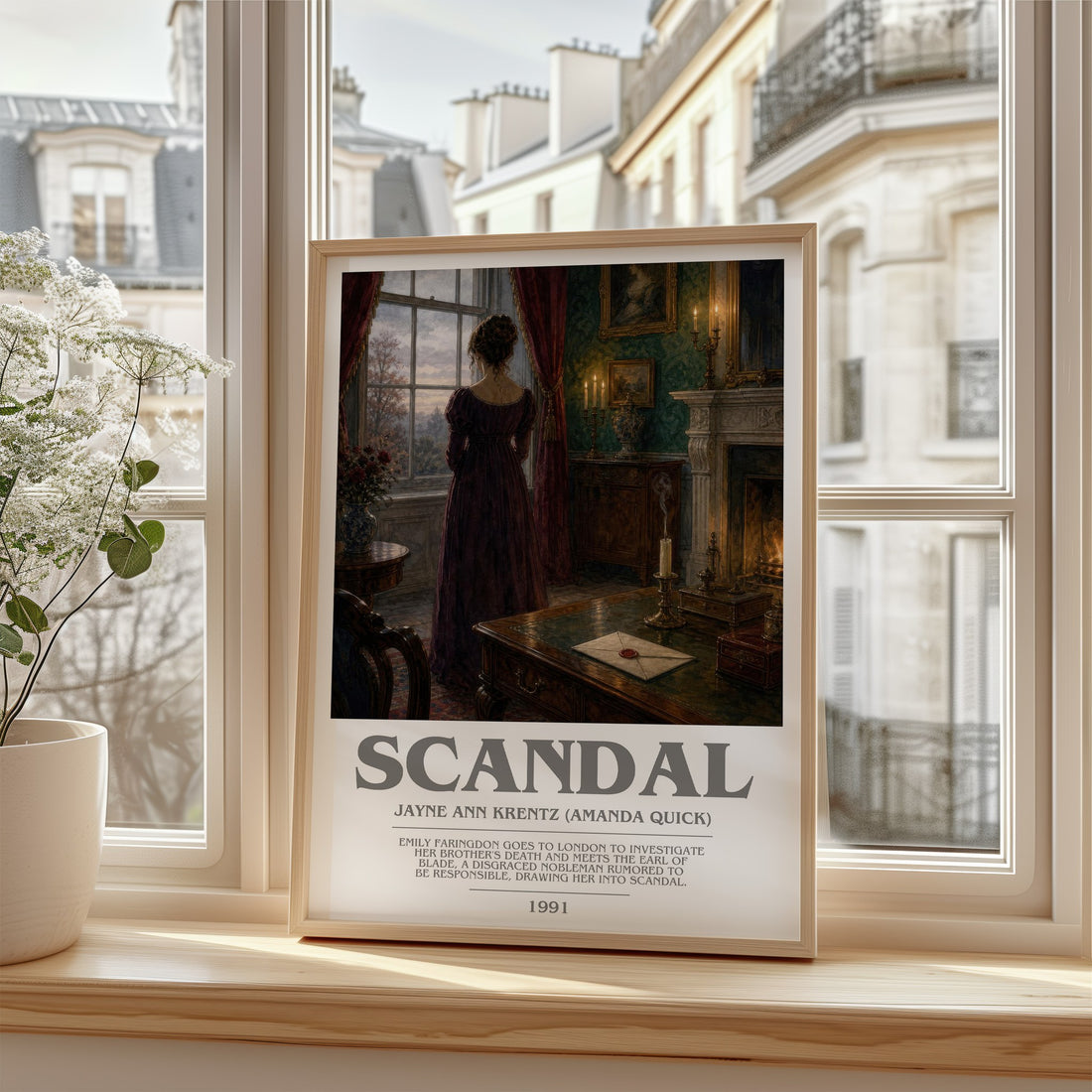 Scandal bookish poster colour and style options – Jayne Ann Krentz (Amanda Quick) book art