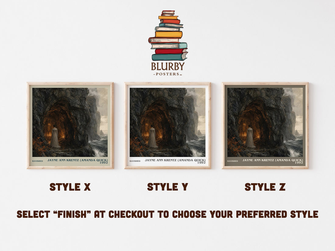 Ravished literary print in frame leaning in hallway – romance wall art (mockup)