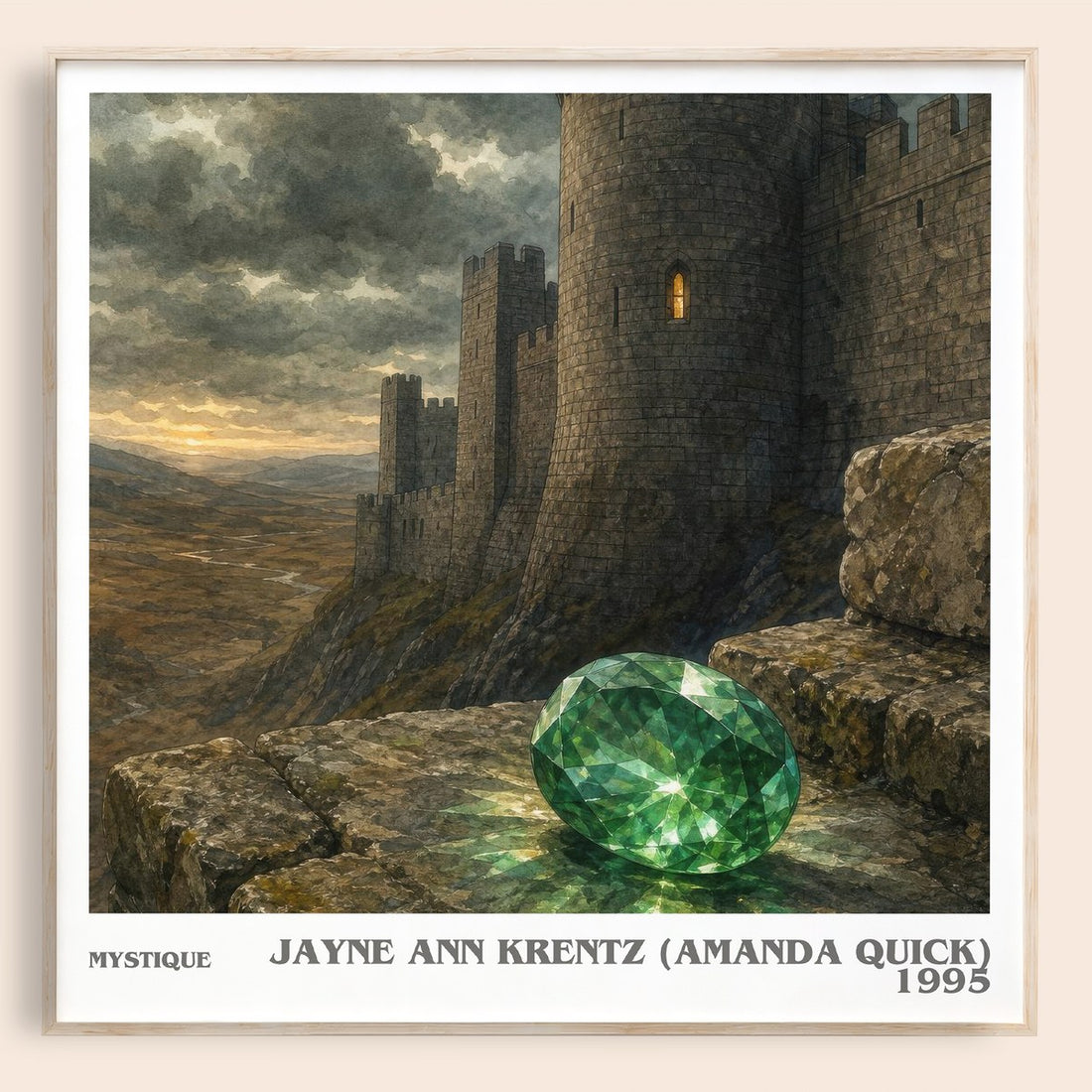 Mystique literary book poster by Jayne Ann Krentz (Amanda Quick) – framed literary art print