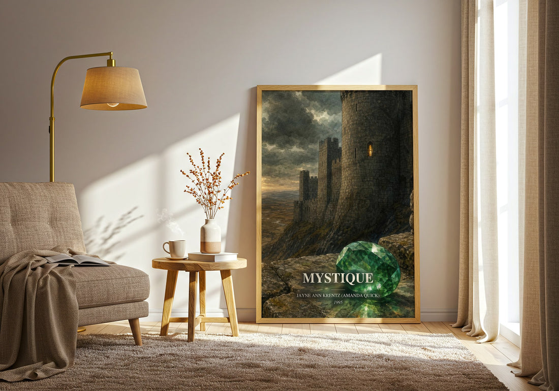 Mystique watercolour print in frame leaning in hallway – romance wall art (mockup)