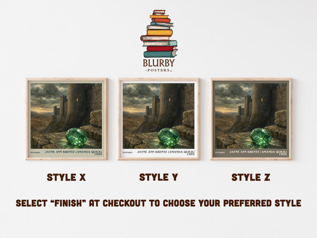 Mystique literary print in frame leaning in hallway – romance wall art (mockup)