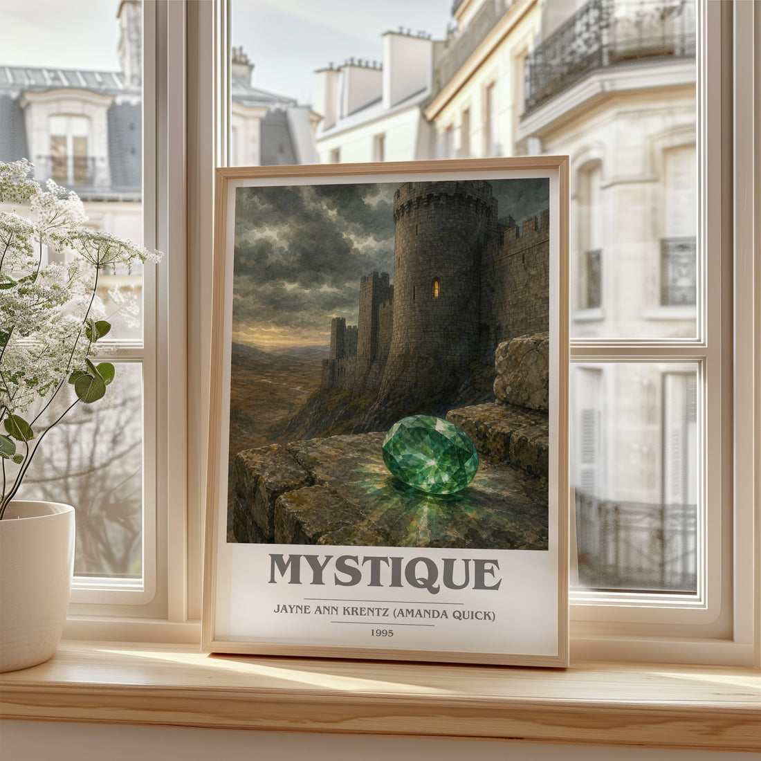 Mystique book cover poster colour and style options – Jayne Ann Krentz (Amanda Quick) book art