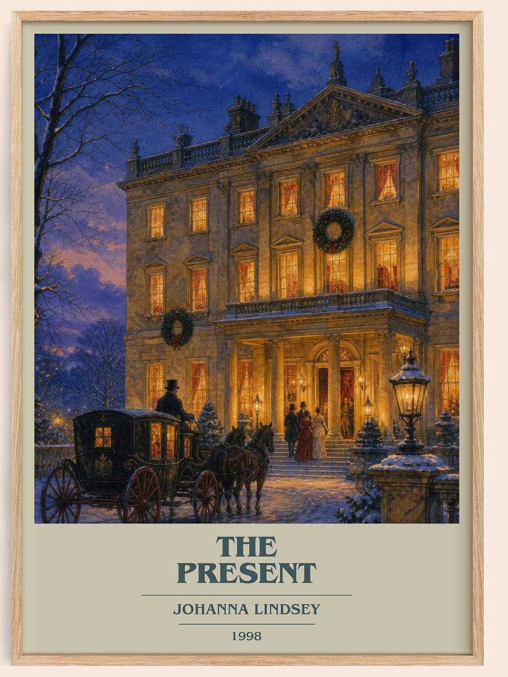 The Present book cover book poster by Johanna Lindsey – framed literary art print