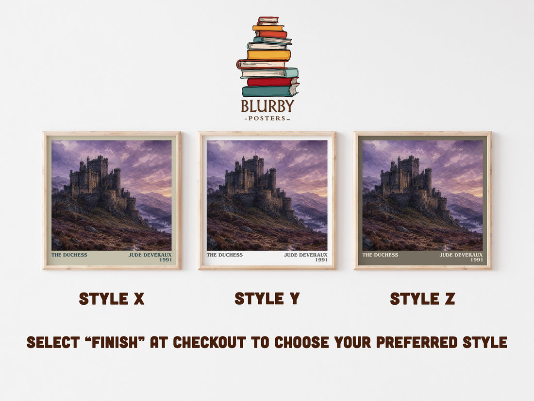 The Duchess literary print in frame leaning in hallway – romance wall art (mockup)