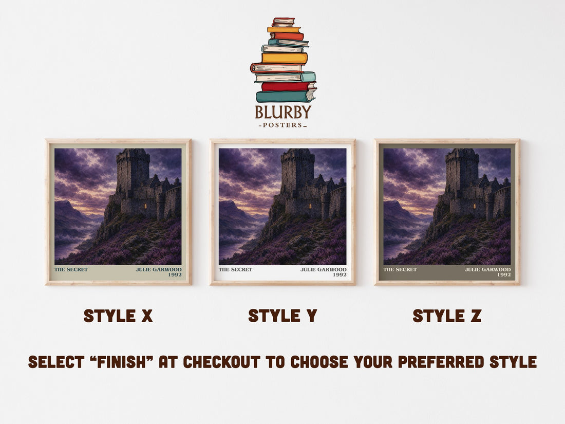 The Secret literary print in frame leaning in hallway – romance wall art (mockup)