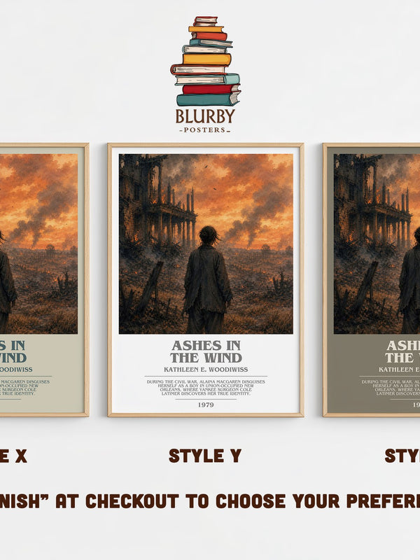 Ashes in the Wind bookish print in frame leaning in hallway – romance wall art