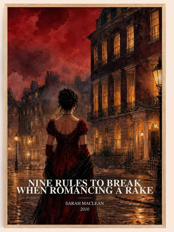 Nine Rules to Break When Romancing a Rake watercolour book poster by Sarah MacLean – framed literary art print