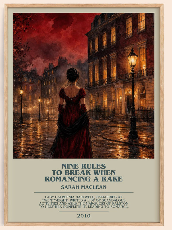 Nine Rules to Break When Romancing a Rake bookish book poster by Sarah MacLean – framed literary art print