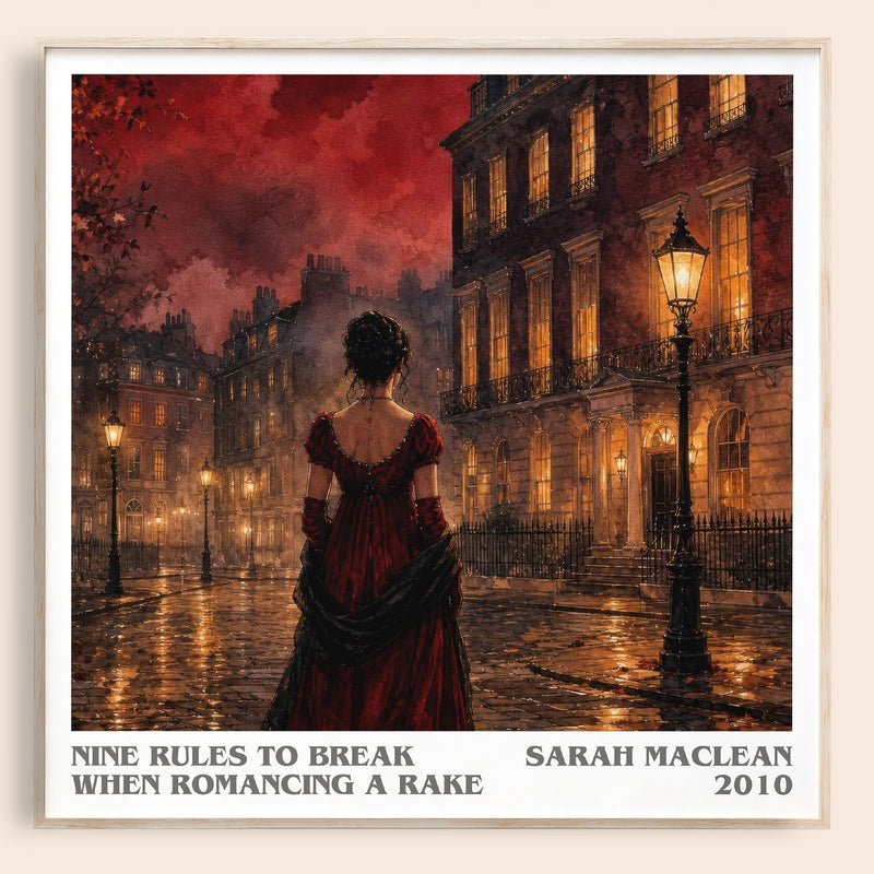 Nine Rules to Break When Romancing a Rake literary book poster by Sarah MacLean – framed literary art print
