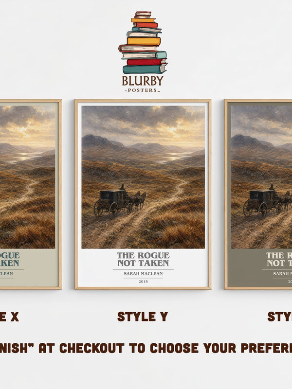 The Rogue Not Taken book cover print in frame leaning in hallway – romance wall art