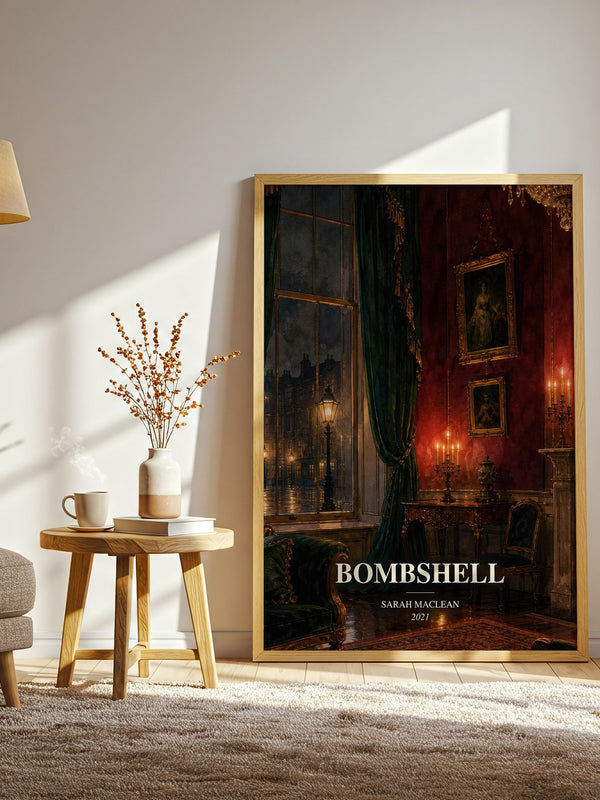Bombshell watercolour print in frame leaning in hallway – romance wall art